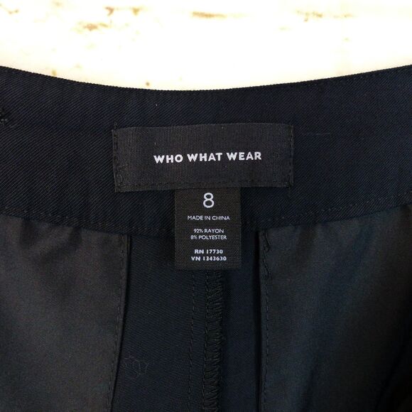 Who What Wear Pants Women 8 Black Wide Leg Crop Pleated Sailor Rayon 28x22 Boho - Picture 10 of 11